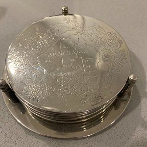 SILVER PLATED Coasters w/ Map of Australia Etched